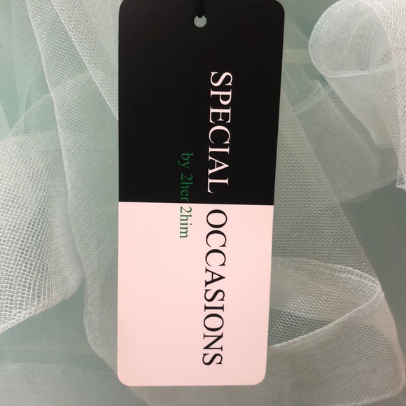 Mint green prom dress with beads and rhinestones - Picture 7 of 7